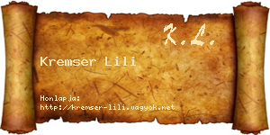 Kremser Lili névjegykártya